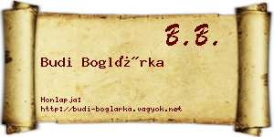 Budi Boglárka névjegykártya